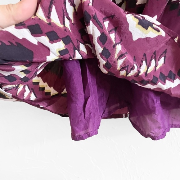 RORY BECA Purple Black White Ikat Print Wrap Top Spaghetti Strap Mini Dress 0 - Picture 3 of 6